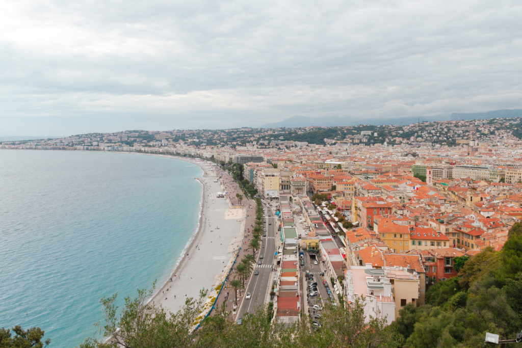 A photograph of the Promeande and waterfront in Nice that Noah walks down in the novel Akin